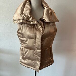 Talbots Metallic Gold Duck Down Puffer Vest
